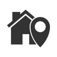 Vector illustration of home location icon in dark color and white background