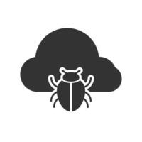 Vector illustration of cloud virus icon in dark color and white background