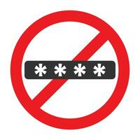Vector illustration of wrong password icon in dark color and white background