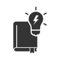 Vector illustration of book idea icon in dark color and white background