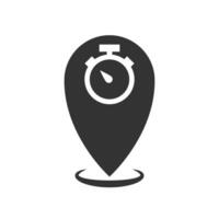 Vector illustration of location time icon in dark color and white background