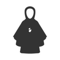 Vector illustration of raincoat icon in dark color and white background