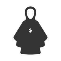 Vector illustration of raincoat icon in dark color and white background