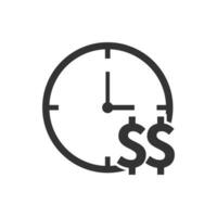 Vector illustration of Time is money icon in dark color and white background
