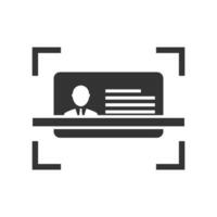 Vector illustration of identity card scans icon in dark color and white background