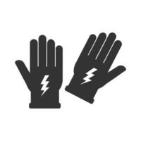 Vector illustration of electric gloves icon in dark color and white background