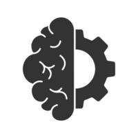 Vector illustration of brain management icon in dark color and white background