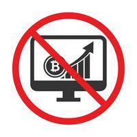 vector ilustración de prohibido desde operando bitcoins icono en oscuro color y blanco antecedentes