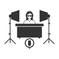 Vector illustration of live studios icon in dark color and white background