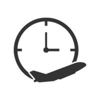 Vector illustration of flight schedule icon in dark color and white background