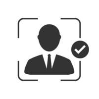 Vector illustration of people scans icon in dark color and white background