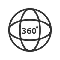 Vector illustration of 360 degree view icon in dark color and white background