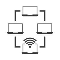 vector ilustración de ordenador portátil conexión icono en oscuro color y blanco antecedentes