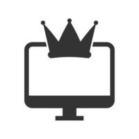 Vector illustration of computer crown icon in dark color and white background