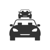 Vector illustration of cars icon in dark color and white background