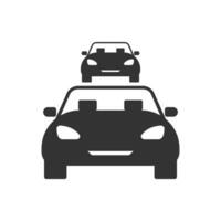 Vector illustration of cars icon in dark color and white background