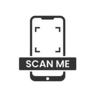 Vector illustration of scan me on smartphone icon in dark color and white background