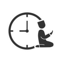 Vector illustration of prayer time icon in dark color and white background