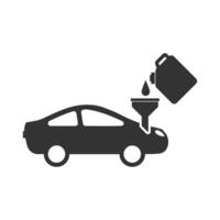 Vector illustration of car oil fill icon in dark color and white background