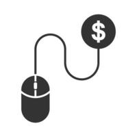 Vector illustration of money and mouse icon in dark color and white background