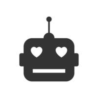 Vector illustration of love robots icon in dark color and white background