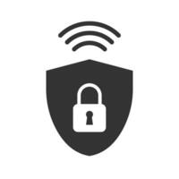 Vector illustration of smart protection lock icon in dark color and white background