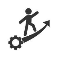 Vector illustration of management growth icon in dark color and white background