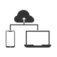 Vector illustration of cloud connection icon in dark color and white background