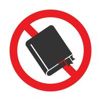 Vector illustration of books are not allowed icon in dark color and white background