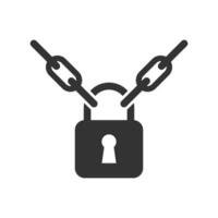 Vector illustration of chain padlock icon in dark color and white background