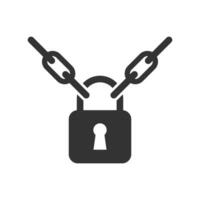 Vector illustration of chain padlock icon in dark color and white background