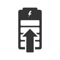 Vector illustration of charge the battery icon in dark color and white background