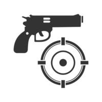 Vector illustration of gun practice icon in dark color and white background