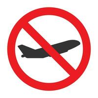 Vector illustration of prohibited from flying icon in dark color and white background