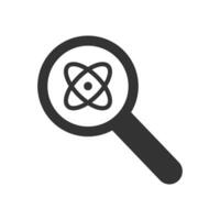 Vector illustration of molecule search icon in dark color and white background