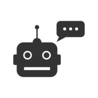 Vector illustration of asked the robot icon in dark color and white background