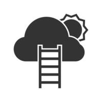 Vector illustration of cloud ladder icon in dark color and white background