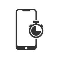 Vector illustration of smartphone timers icon in dark color and white background