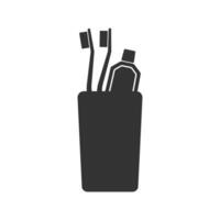 Vector illustration of toothbrush icon in dark color and white background