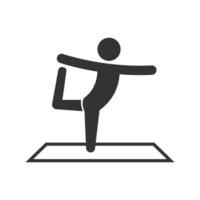 Vector illustration of yoga icon in dark color and white background