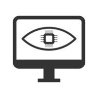 Vector illustration of computer eye chip icon in dark color and white background