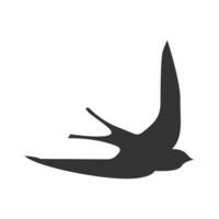 Vector illustration of bird icon in dark color and white background