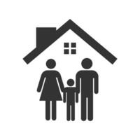 Vector illustration of family house icon in dark color and white background