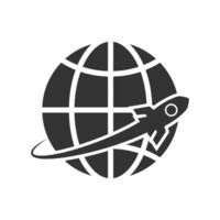 Vector illustration of world rockets icon in dark color and white background