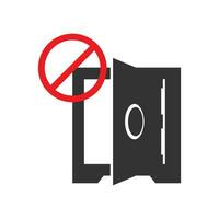 Vector illustration of forbidden to open the safe icon in dark color and white background