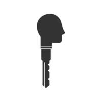 Vector illustration of the key is people icon in dark color and white background