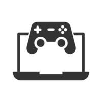 Vector illustration of gaming laptops icon in dark color and white background
