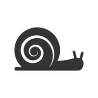 Vector illustration of snail icon in dark color and white background