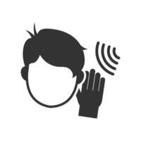 Vector illustration of listen icon in dark color and white background