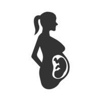 Vector illustration of pregnant icon in dark color and white background